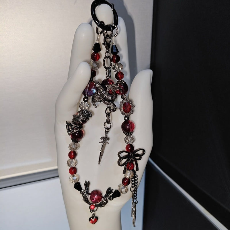 Love and Deepspace Sylus Crimson Beaded Bag Charms