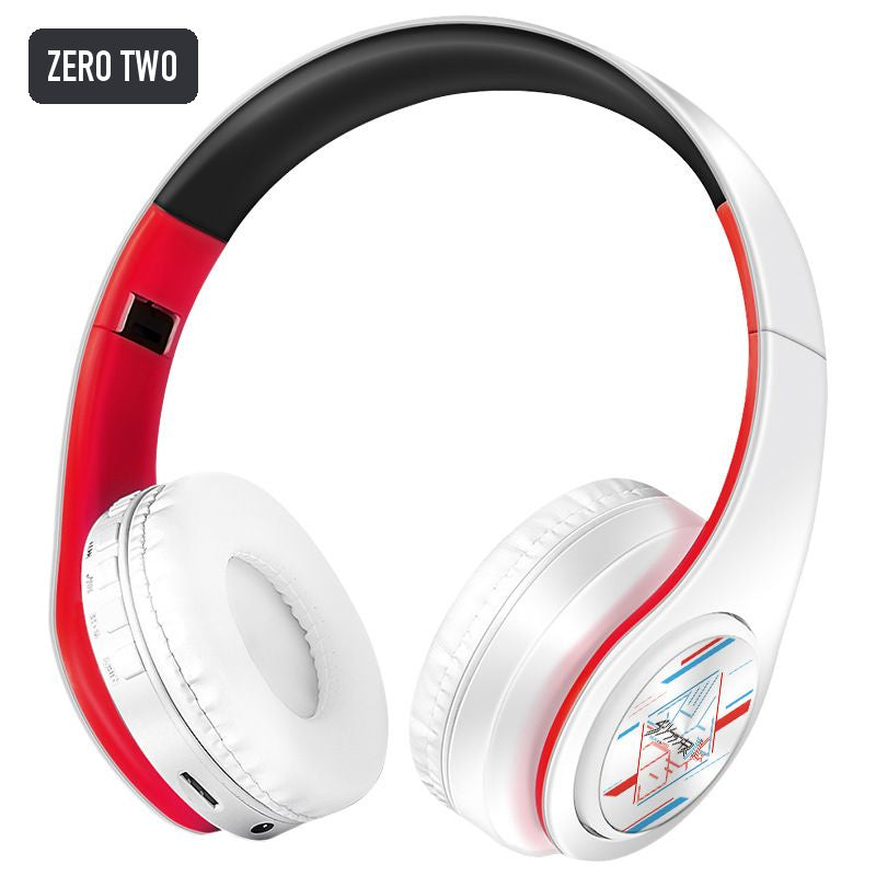 Zero Two anime voice Bluetooth headphones — White / Red