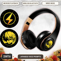 Zenitsu anime voice Bluetooth headphones — Black / Gold