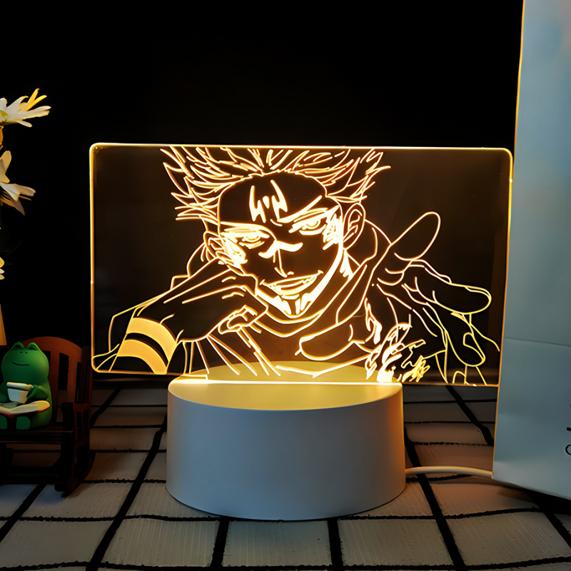 JJK 3D LED Night Light - Multi-Color Dimmable Desk Lamp — Ryomen Sukuna 2 / 3 Colors + Switch