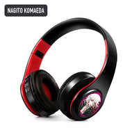 Nagito Komaeda anime voice Bluetooth headphones — Black / Red
