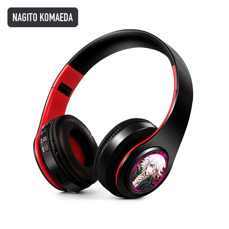 Nagito Komaeda anime voice Bluetooth headphones — Black / Red