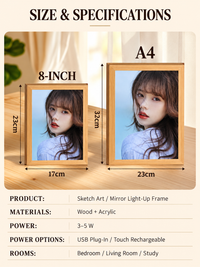 Light-up art frame sizes and specifications