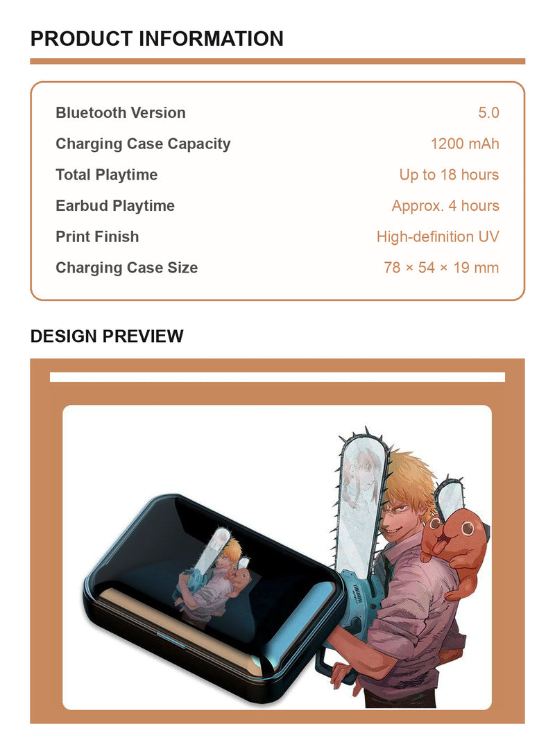 Chainsaw Man wireless earbuds specifications