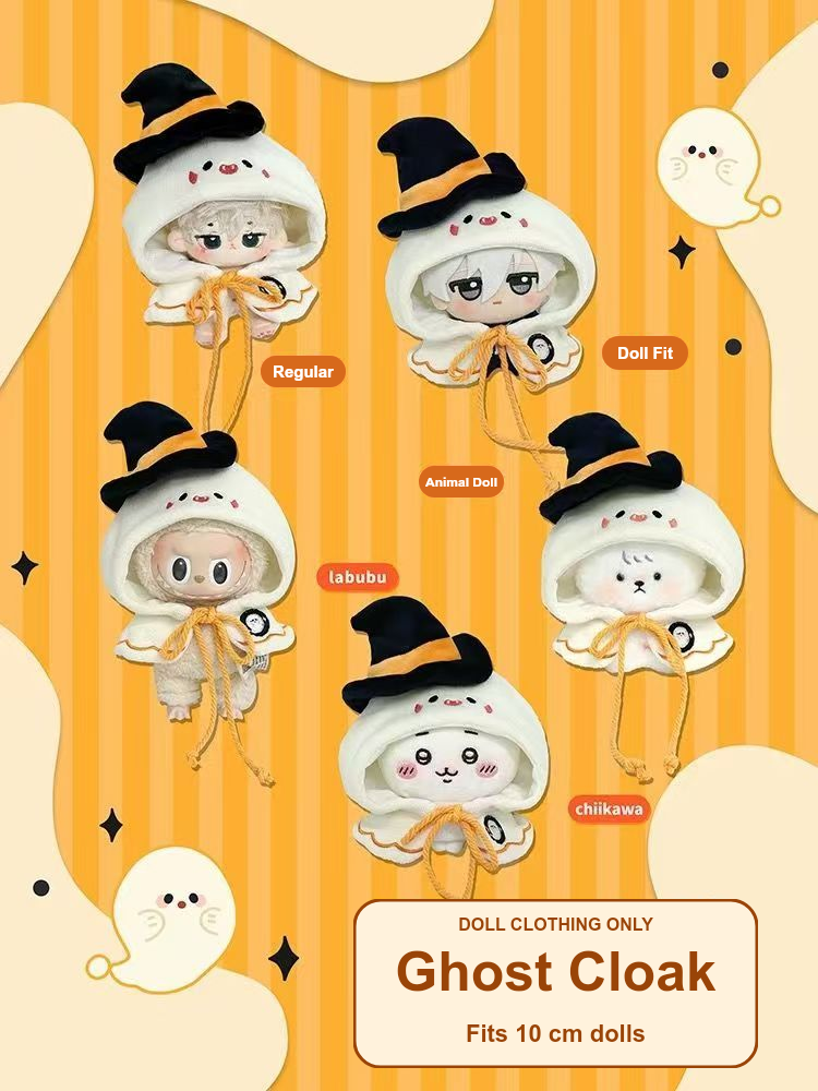 White ghost cloak fit examples; dolls and props not included