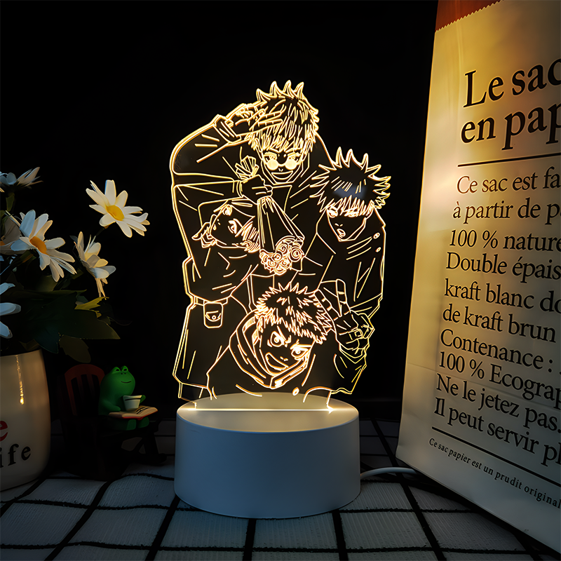 JJK 3D LED Night Light - Multi-Color Dimmable Desk Lamp — Jujutsu Kaisen Group / 3 Colors + Switch