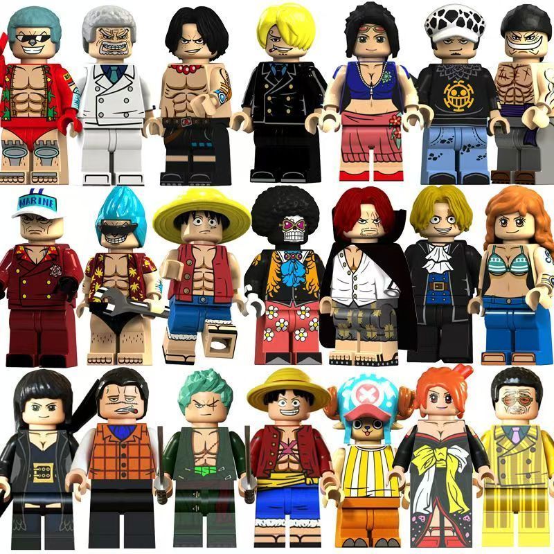One Piece Building Block Minifigures - Luffy, Zoro, Nami, Chopper, Franky