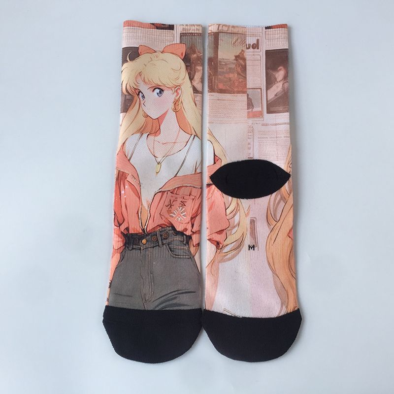 Cartoon Graffiti Trendy Socks - Cotton Crew (Unisex)