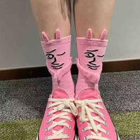 Pink Rabbit Magnetic Hand-Holding Socks - Funny Expression