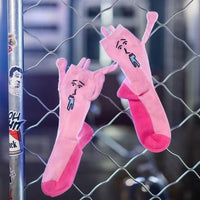 Pink Rabbit Magnetic Hand-Holding Socks - Funny Expression