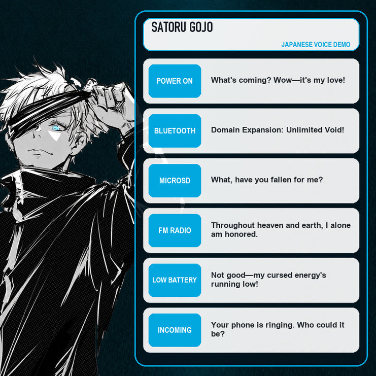 Jujutsu Kaisen Voice Bluetooth Headphones — Wireless Over-Ear with Japanese Voice Prompts