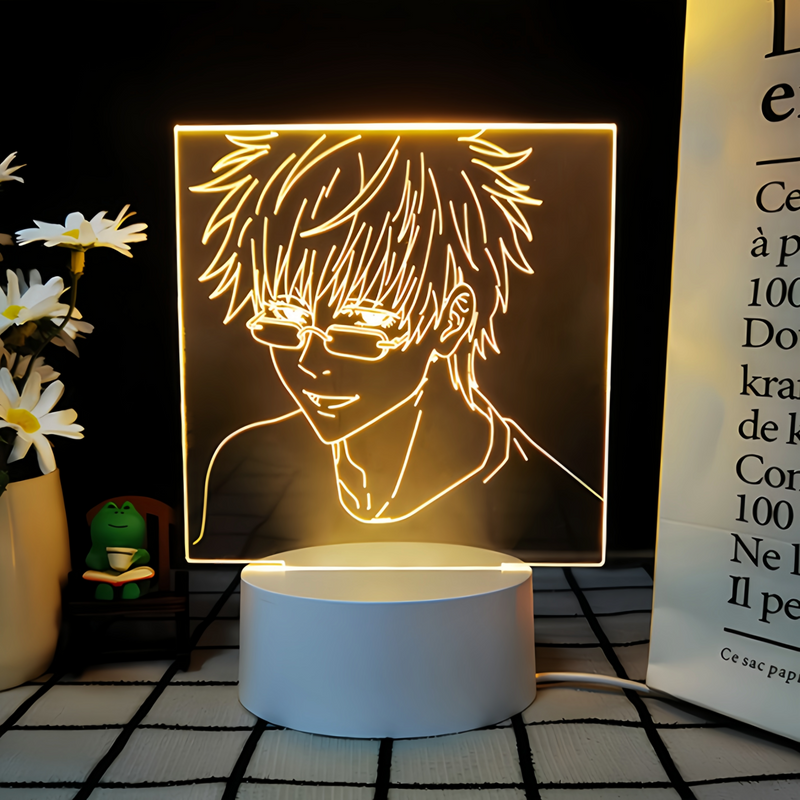 JJK 3D LED Night Light - Multi-Color Dimmable Desk Lamp — Satoru Gojo - Cube / 3 Colors + Switch