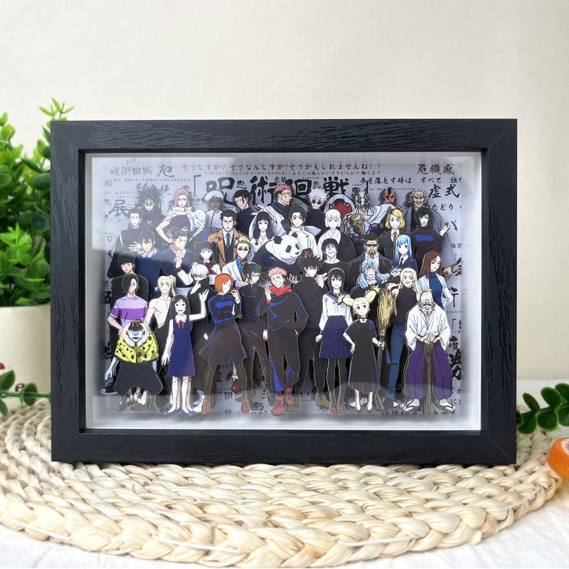 JJK 3D Layered Shadow Box Art - Framed Group Decor