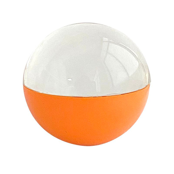 Orange spherical video player with a translucent upper dome