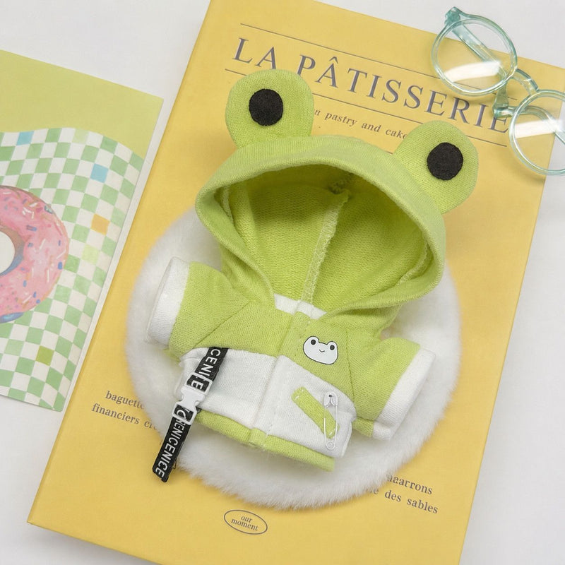 Animal Hoodie Outfit for 10cm / 20cm Cotton Dolls - Cat / Dog / Bunny / Frog