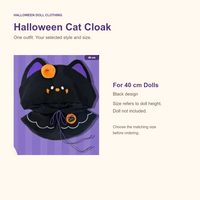 Halloween cat black cloak for 40 cm dolls; doll clothing only