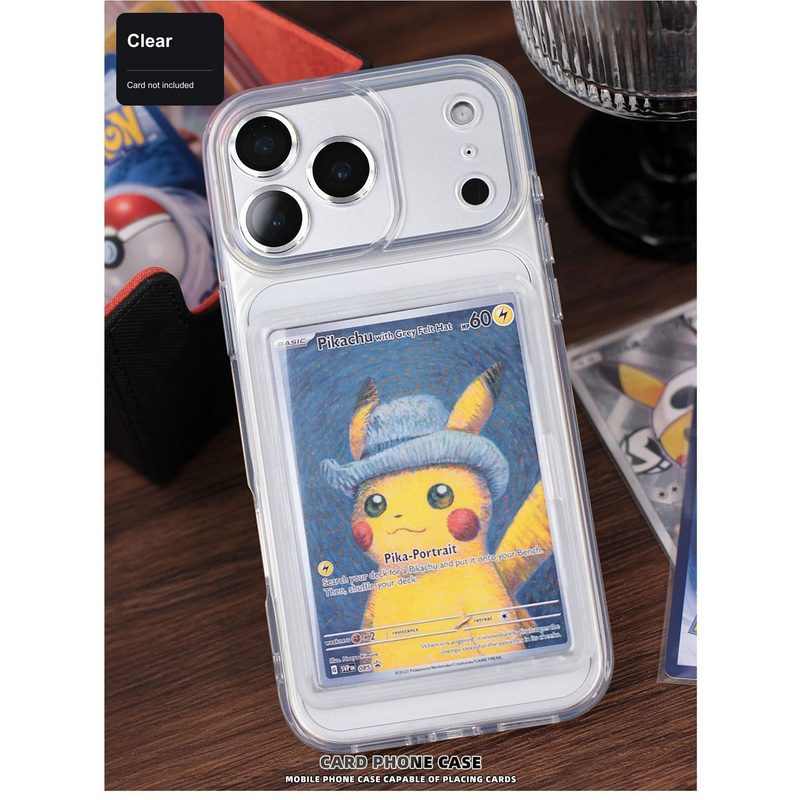 Clear trading-card display phone case; card not included