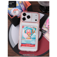 Transparent Pink trading-card display phone case; card not included