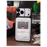 Transparent Black trading-card display phone case; card not included