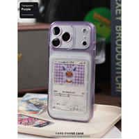 Transparent Purple trading-card display phone case; card not included
